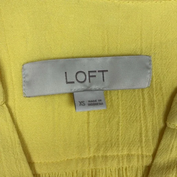 Ann Taylor LOFT Woven Gauze Button Down Dolman Sleeve Linen Shirt Yellow XS - Picture 7 of 8